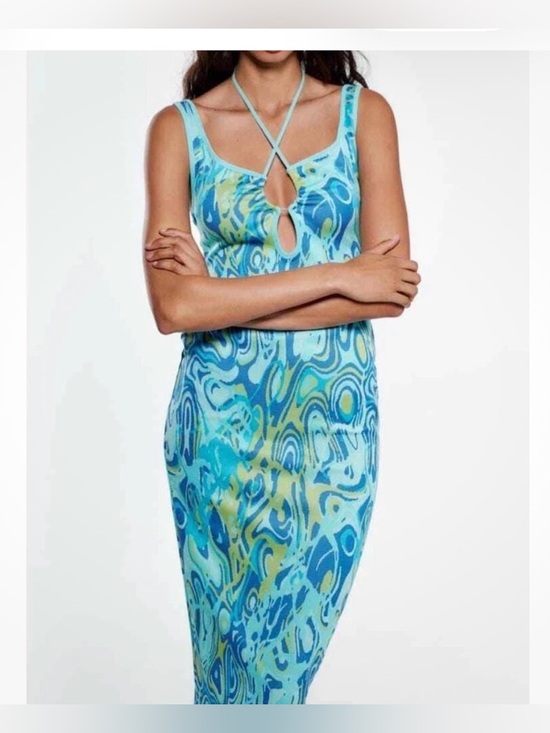 Zara Dresses & Skirts - NWT ZARA  Jacquard blue midi dress size M